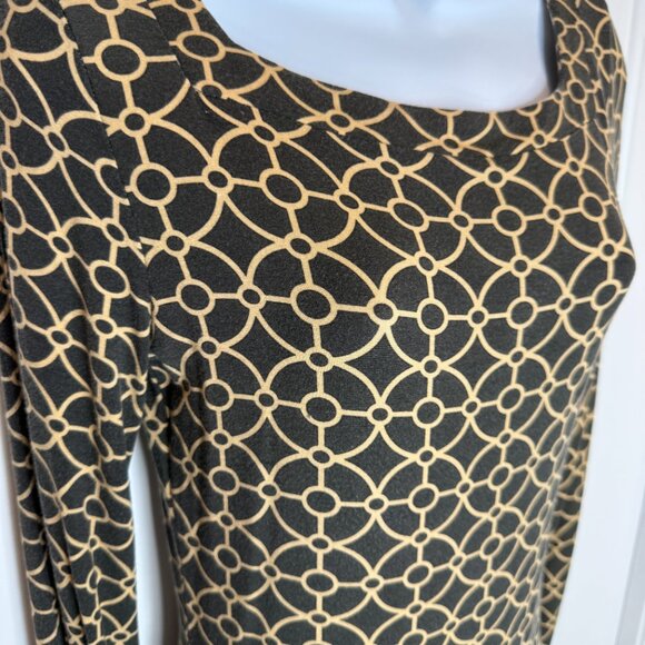 TART Brown & Gold Geometric Print Long Sleeve Dress – Size S - Picture 6 of 8
